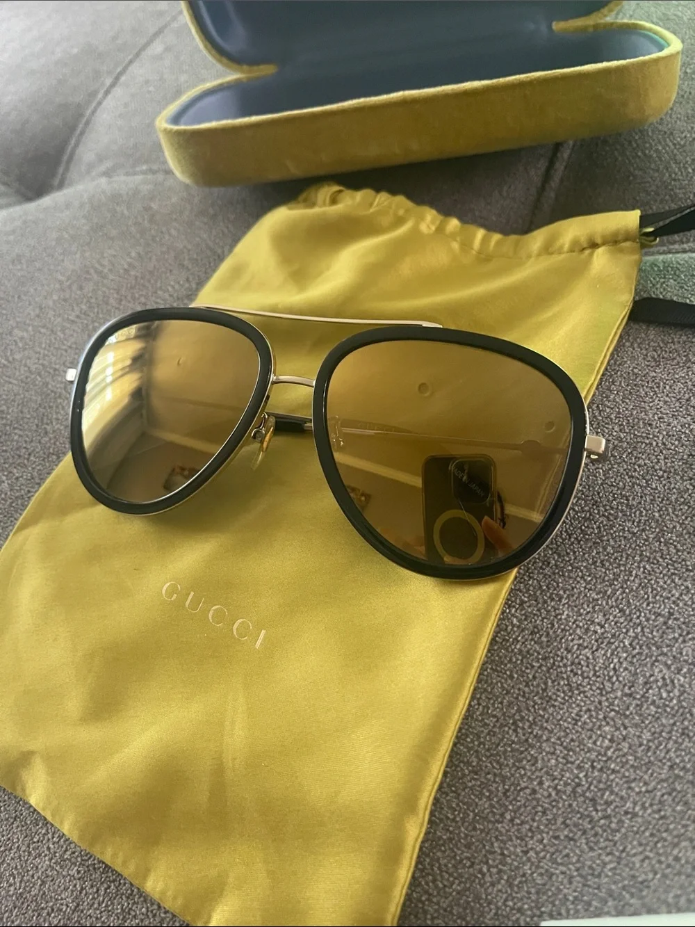 Gucci Women’s Black & Gold Aviator Sunglasses